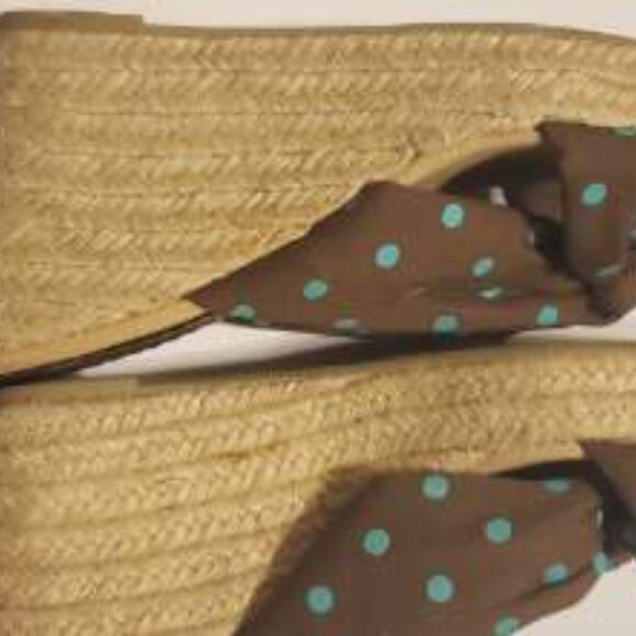 Cato Brown Polka Dot (Brown/Blue) Wedged Heel Sandal Shoes - Size 10 - Picture 2 of 9